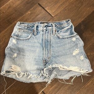Abercrombie & Fitch Light Blue Distressed Denim Shorts